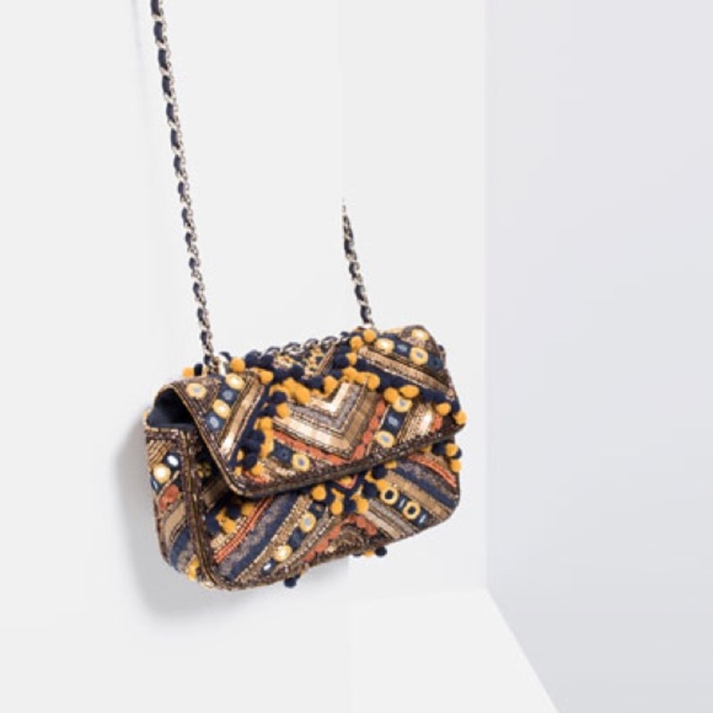 Zara embroidered crossbody bag